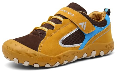 Mishansha ventilerande löparskor för pojkar flickor lätta barn sneakers låga sneakers casual, GUL, 35 EU