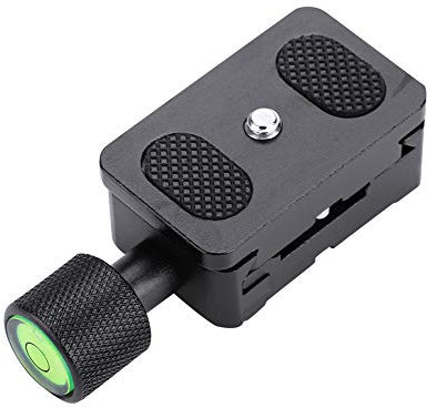 Placa de liberación rápida de aleación de aluminio, adaptador de placas de trípode mini QR de tornillo de 1/4 '', abrazadera y placa de liberación rápida con nivel de burbuja para fotografía de monopi