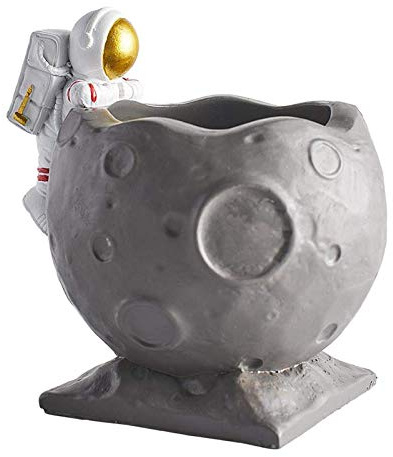 Tubayia Sculpture astronaute en résine - Pot à crayons - Support de bureau - Organiseur de bureau - Décoration (bol)