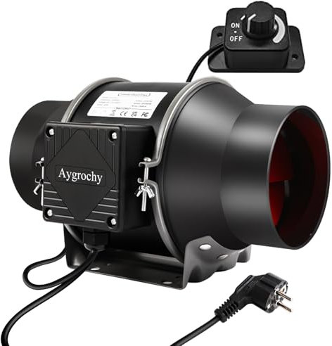 Aygrochy 150mm Ventilador de extracción ajustable 688 m³/h, Ventilador Extractor de Aire con controlador de velocidad variable de Para Baño, Booster, Tienda de cultivo, Garage, Cucina.