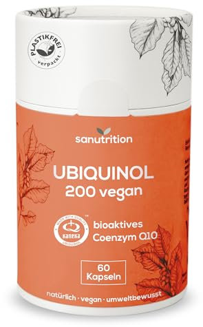 Kaneka Ubiquinol 200 mg | 60 Kapseln | Coenzym Q10 | Vegan | In der Papierverpackung