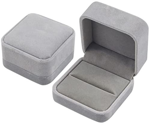 Velluto Scatola di Gioielli per Anelli Orecchini Collana Braccialetti Confezione Regalo per Nozze Fidanzamento Double Ring Jewelry Box