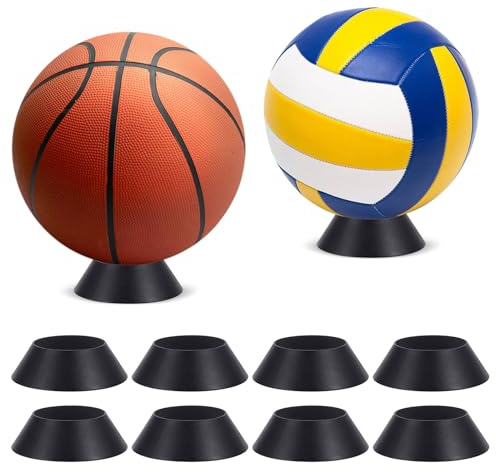 Hipiwe Ball Display Stands Holder - 10 Packs Plastic Sport Ball Holder Black Soccer Ball Display Rack Memorabilia Ball Display Ring Pedestal for Football Basketball Volleyball Baseball