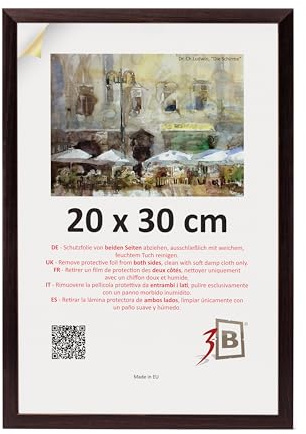 3-B LUND Cornice Portafoto Marrone Scuro (Noce) 20 x 30 cm Cornice in Legno Cornice per Foto Cornice per Ritratto con Vetro Acrilico