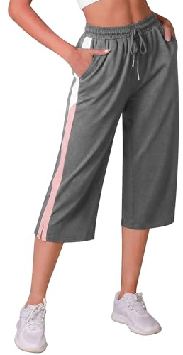 iClosam Pantacourt Femme Longueur 3/4 Taille Haute Poches Style Sport | Tissu Léger et Souple, Longueur Trois Quarts, Taille Haute Confortable, Pour Yoga, Marche et Loisirs, Pour un Confort Durable