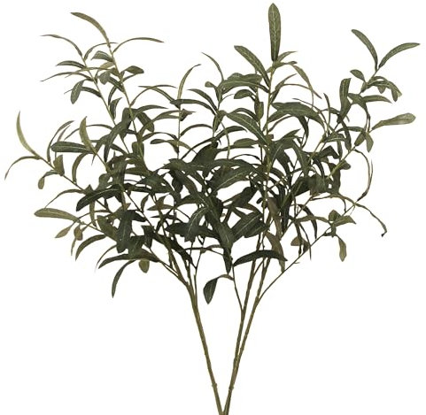 HASWITDA Artificial Olive Tree Branches Faux Greenery Leaves with Long Stems Decorative Fake Foliage Plant Floral Arrangement for Indoor and Outdoor 4 stems (76CM)
