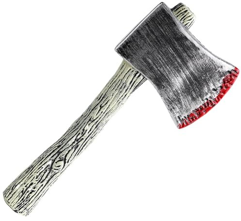 Hache jouet, fausse hache 5x12 pouces are accessoire sanglante hache jouet réaliste vintage avec poignée hache en plastique pour cosplay, costume, farce, accessoires d'Halloween, hache en plastique