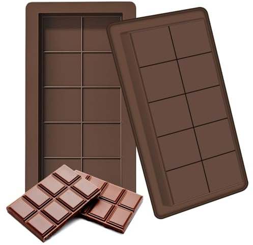 Amlope Lot de 2 Moules Tablette Chocolat Dubai Moule à Chocolat Profond en Silicone Maison Moule à Chocolat Moule Antiadhésif en Silicone pour Chocolat et Bonbons Sans BPA