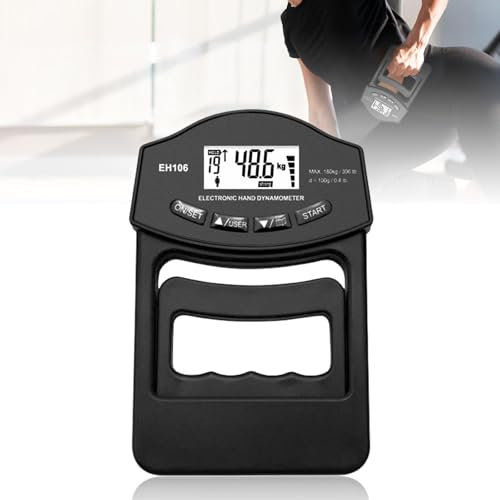 Dinamómetro de Mano Digital, 180 kg/316 Libras, con 19 Juegos de Placas Individuales, Agarre Inteligente, Medidor de Fuerza Electrónico, Pantalla LED Grande