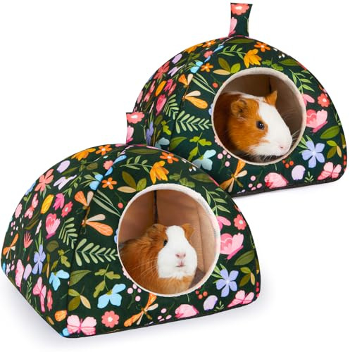 Hedgeink Camas para Cobayas Set de 2 – Casa para Hámster Lavable con Cojín Suave, Refugio para Conejos con Base Antideslizante, Cueva Cálida para Erizos, Chinchillas, Hurones y Pequeñas Mascotas