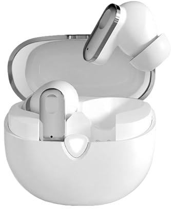mivceklw Wireless Earbuds, Noise Cancelling Headphones, Deep Bass Audio Fast Charging Wireless Ultra-Clear MICR Earphones for Smartphones Tablets Listening, in White 2.36x1.97x1.57 inches
