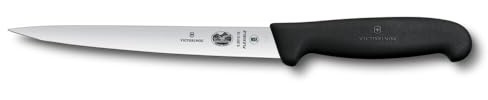 Victorinox Fibrox Filetiermesser, Scharfes Küchenmesser für Fleisch und Fisch, 18 cm, Gerade Klinge, Flexibel, HACCP geeignet, Rutschfest, Schwarz