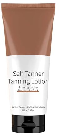 Self-tanning lotion natural organic ingredients. Moisturising self-tanning lotion with coconut for a natural tan from light to medium or medium (brown, one size)