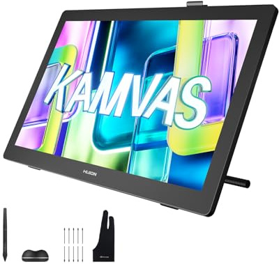 Huion Kamvas 22 Gen 3 grafiktablett med skärm, 21,5-tums 2,5K QHD-skärm med 90 Hz, PenTech 4.0-pekpenna, 16 384 trycknivåer, 99% sRGB-färgskala, ΔE<1,2 för illustration, design och animering