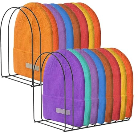Organizzatore di cappelli - Stoccaggio di supporto per berretti da 2 pezzi, supporto per mensola per cappelli da tavolo, organizer in metallo | ingresso domestico, tavolo, camera da letto, armadio