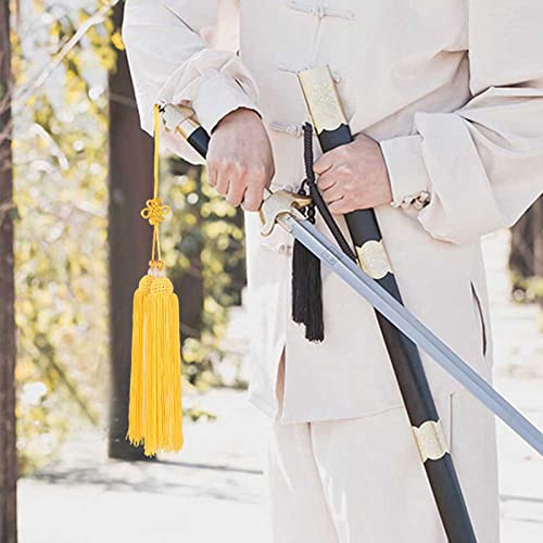 aqxreight Épée d'arts Martiaux Chinois Pompon Accessoire d'épée Taiji en Soie Glacée de qualité Supérieure, Décoration 'épée de Kung Fu Bleu Royal, Courte pour Porte-clés ou équipement (Poignard
