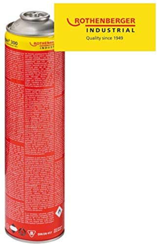 ROTHENBERGER Industrial Multigas 300 Gas Kartusche, 600 ml, 338g, Anschluss: 7/16“ EU, Norm EN 417 selbstverschließend,1 Stück