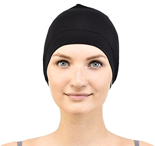 Jasmine Silk 100% Seide Feinstrick Beanie Mütze und sehr weichem, Unisex (Schwarz)