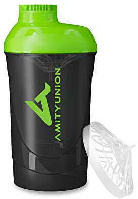 AMITYUNION Shaker à protéines Deluxe 800 ml - Shaker à protéines étanche - Sans BPA avec tamis et balance pour shakes crémeux à base de protéines de lactosérum