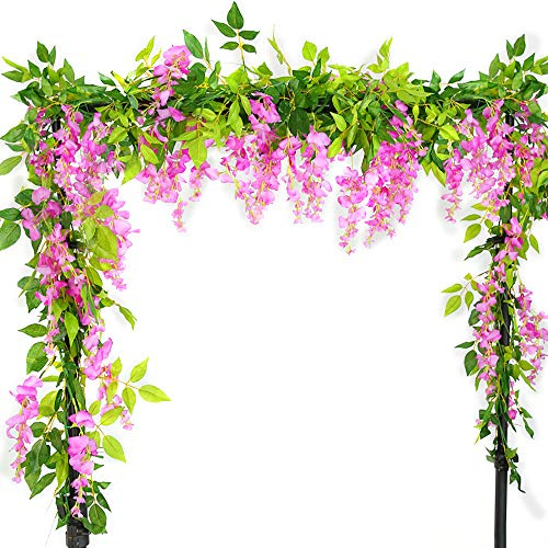 Warmiehomy Fiori artificiali di glicine, 2 pezzi, 2,1 m, glicine, fiori finti, ghirlande, decorazioni floreali fai da te, per feste di nozze, decorazioni natalizie e Capodanno