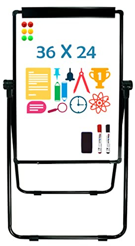 White Board Easel Office Portable Dry Erase Boards with Stand, Flipchart Easel Height Adjustable 36x24 inches, Perfect for Classroom, Preschool, Homeschool, Restaurant and Presentation (Black)