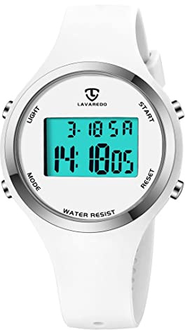 aswan watch Reloj Digital para Mujer con Alarma, Luz LED Night Display, Cronómetro, Calendario, Indicador de Hora 12/24 Horas y Luz Deportiva con Correa de Silicona