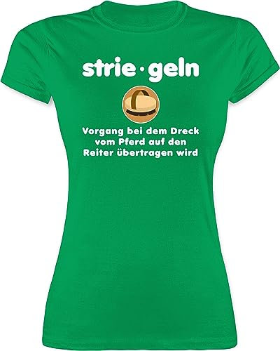 Shirt Damen - Pferde - Striegeln Definition - S - Grün - reitersachen sprüche Pferd tshirt mädchen reit t-shirt Reitsport t shirts reiterkleidung pferdemotiven Oberteile reitbekleidung