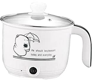 F Fityle Mini Hot Pot Ramen Cooker Padella elettrica Portatile Multiuso Antiaderente per dormitorio dell'home Office, Bianco