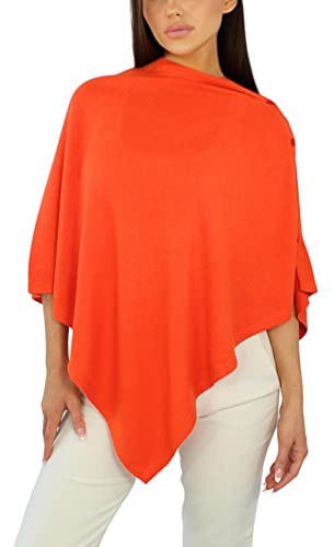 Win's Poncho en cachemire mélangé pour femmes - Fabriqué en Italie (Orange)