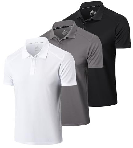 Gaiatiger 3er Pack Poloshirt Herren Männer Hemd Herren Kurzarm Leicht und Atmungsaktiv Sweatshirt Männer Golf Shirts(0427)-Black Grey White-3XL