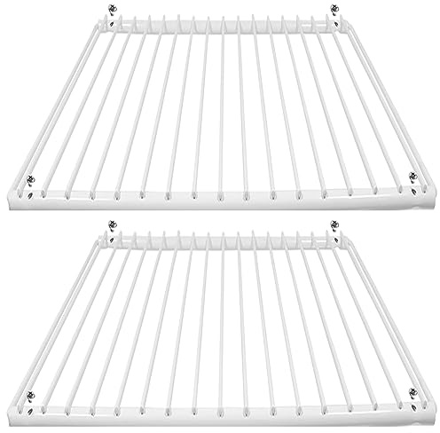 SPARES2GO Universal Kühlschrank Gefrierschrank Regal verstellbar weiß kunststoffbeschichtet ausziehbar (2 Ablagen, groß, 425 mm – 670 mm x 320 mm)