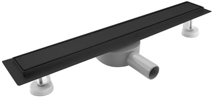 SaniteModar Duschrinne 30cm, Schwarz Befliesbar Duschrinne extra flach mit 360°Siphon, Edelstahl Bodenablauf