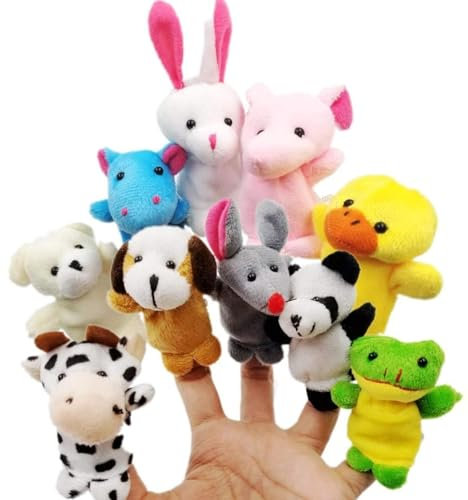Fingerpuppen,10er Set Plüsch Fingerpuppen Niedliche Tier Finger Puppen Kleine Finger Puppet Badespielzeug Geschenk für Weihnachten Geburtstag Kinder Mitbringsel