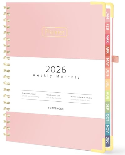 Forvencer 2026 Planner, Hardcover Calendar Planner Weekly and Monthly, Jan 2026 - Dec 2026, 8.5 x 11, Spiral Daily Organizer for Home School, Pink