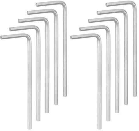 QUARKZMAN 10 Piezas de Llave Hexagonal de 2 mm, Llave Hexagonal en Forma de L de Acero Cromado Vanadio para Reparaciones en el Hogar, Tono Plateado