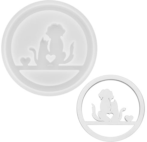 Stampi in Silicone per Resina, Stampo per Candele in Resina Epossidica, Stampo in Silicone Portacandele, Carino Stampo Silicone Resina per Colata Candele Creazione di Artigianato DIY(Gatto e Cane)