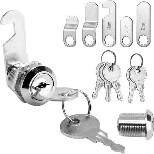 Cerradura de Buzón con 4 Llaves y 5 Placas de Bloqueo - Candado de Leva de 16mm para Buzones y Taquillas - Diámetro de 18mm - Cerradura de Palanca para Mayor Seguridad y Privacidad