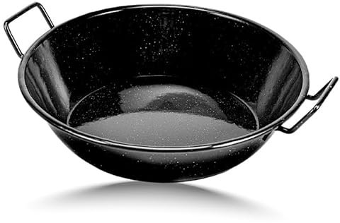 STL Enamel Non-Stick Wok Pan Kadhai with Raised Handles 28cm, Induction Safe, Flat Base for Even Heat Distribution, Heavy Duty Karahi for Shallow & Deep Frying, Black White Dots Design