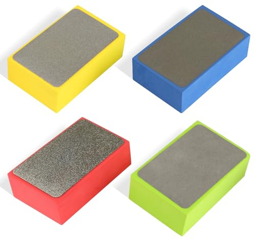 4 stycken diamanthandpoleringsdynor, diamantslipblock-set, 4 färger slipdynor i glas, diamant handslipsplatta för stenkeramikplattor, glas, slipning trimning (60 # 100 # 200 # 400 #)
