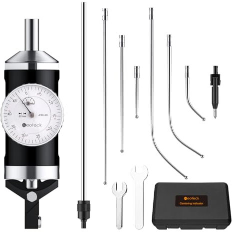 Neoteck Coaxial Centering Indicator 0-3mm/0.01mm, Metric Milling Machine Dial Test Kit with 45/100/154mm Feeler – Fits 3.96-107.95mm Holes & Shafts