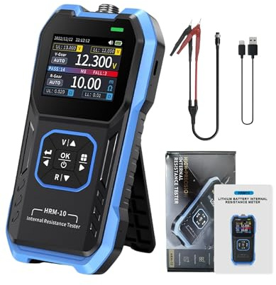HRM-10 Testeur de résistance interne de batterie haute précision 1-100 V 20 mΩ-200 Ω Stockage de données 1 KHz AC Design portable pour l'automobile, l'électronique et le bricolage GOLDCHAMP