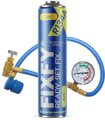 FIXFY 2 en 1 – Kit de recarga de aire acondicionado con manómetro, repuesto de gas R134a/R12 con 500 ml de aceite – Kit de autollenado para vehículos 1995 – 2016