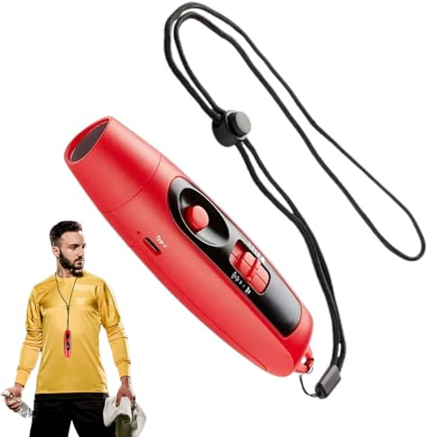 Fischietto elettrico, fischietto a mano, multiuso, regolabile, 3 diversi gadget per pipa portatile, per sport all'aria aperta, con cordino e luce per insegnanti arbitri