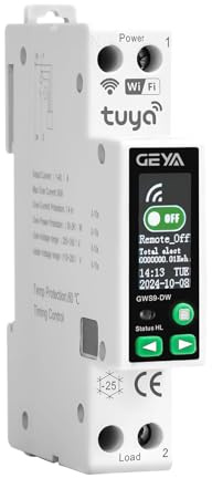 GEYA TUYA WIFI Intelligent Strömbrytare | Intelligent Hem Trådlös Fjärrkontroll 1A~63A Justerbar 90V ~ 240V (GWS9-DW LCD-skärm)