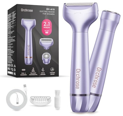 Orchrose Electric Razor for Women Body: Rechargeable Painless Electric Shaver for Bikini Face Body Legs Underarms - Portable for Travel (Purple)