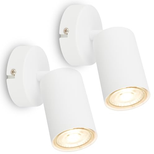 BRILONER - Lot de 2 appliques murales intérieures orientables, douille GU10, max. 9 W, applique murale, applique murale chambre, lampe chambre, appliques, 8 x 15,5 cm, blanc