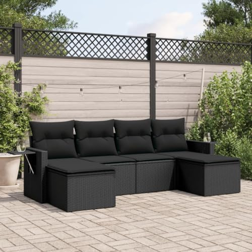 Owoxanthellate Set di 6 divani da giardino in rattan sintetico, 249 x 110 x 69 cm, resistente agli agenti atmosferici, con cuscini spessi e ripiani pieghevoli per balcone, terrazza o salone all'aperto