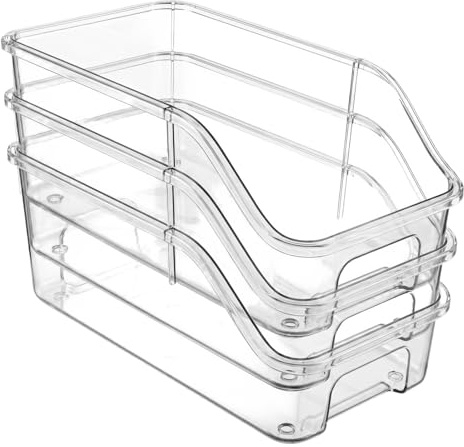 Nivofu 3 Stück Aufbewahrungsbox Küche Organizer, Kühlschrank Transparente Vorratsbehälter, Schrank Schubladen Ordnungssystem Küche Schränke Gefrierschrank Speisekammer