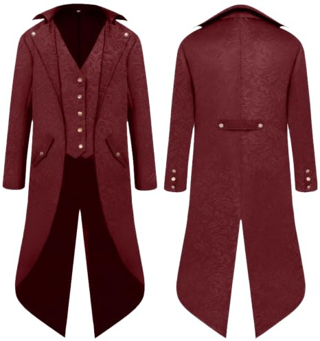 YQVGFBY steampunk rock frack män, medeltida kläder magiker kostym pirater rock män, halloween renässans pirater vampyr party cosplay kostymer för vuxna