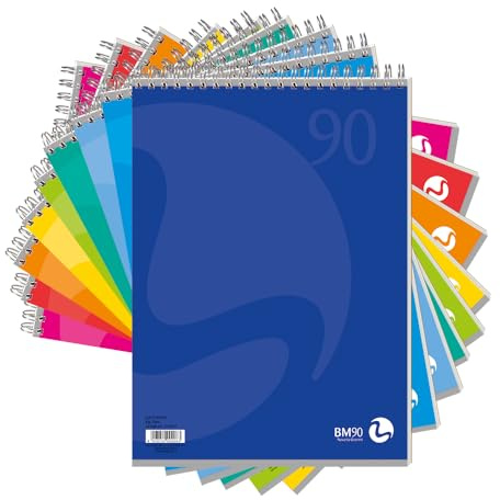 BM BeMore - Blocco Spiralato L/C Color 0100208 - Blocco Spiralato Lato Corto Formato A4 - Rigatura 5mm, Quadretti 5mm - Carta 90 g/mq - Confezione 5 Pezzi - Colori assortiti